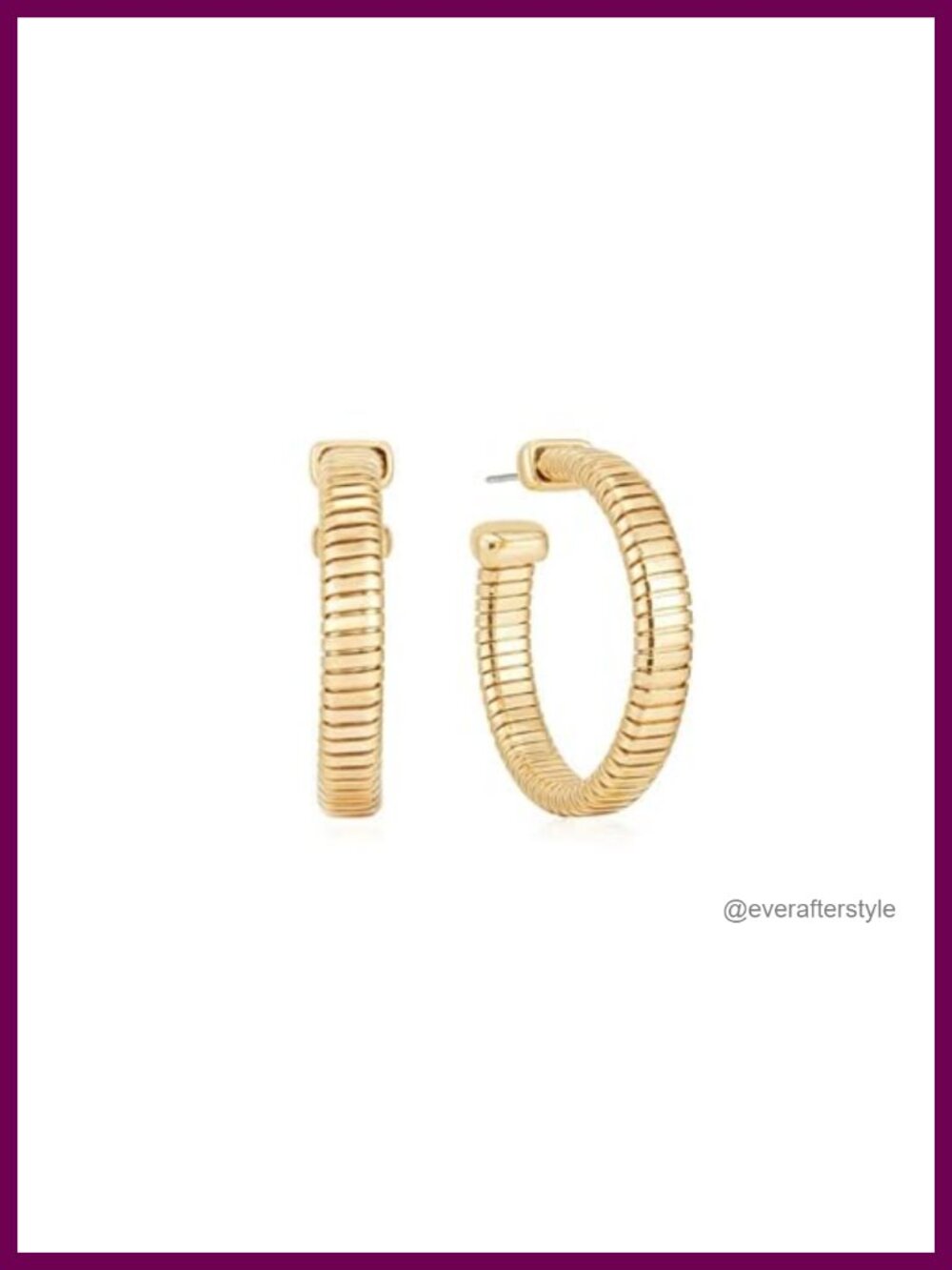 18K Gold Plated Hoop Earrings for Women - Hypoallergenic, Textured Flex Hoop,